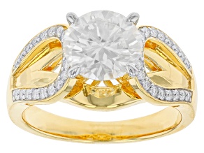 Moissanite 14k yellow gold over silver band ring 3.08ctw DEW.