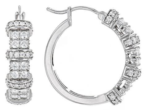 Moissanite Platineve Hoop Earrings 1.44ctw DEW