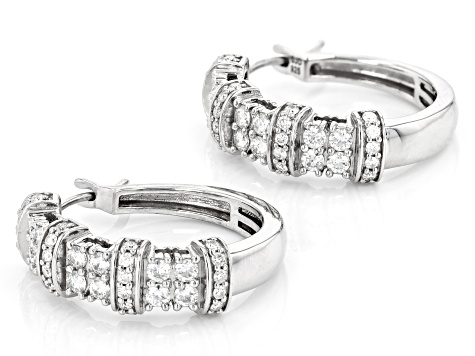 Moissanite Platineve Hoop Earrings 1.44ctw DEW