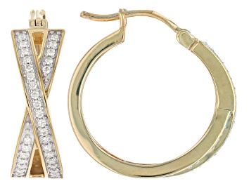 Picture of Moissanite 14k yellow gold over sterling silver hoop earrings .64ctw DEW