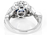 Blue and colorless moissanite platineve ring 2.58ctw DEW