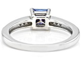 Blue and colorless moissanite platineve ring .79ctw DEW