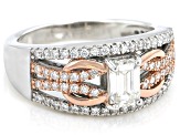 Moissanite Platineve And 14k Rose Gold Over Silver Ring 1.22ctw DEW