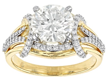 Picture of Moissanite 14k yellow gold over silver ring 3.36ctw DEW.