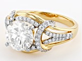 Moissanite 14k yellow gold over silver ring 3.36ctw DEW.
