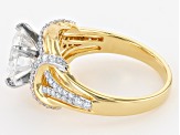 Moissanite 14k yellow gold over silver ring 3.36ctw DEW.