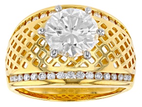Moissanite 14k Yellow Gold Over Silver Ring 3.38ctw DEW.