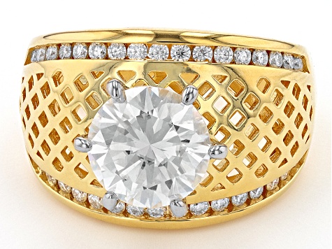 Moissanite 14k Yellow Gold Over Silver Ring 3.38ctw DEW.