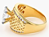 Moissanite 14k Yellow Gold Over Silver Ring 3.38ctw DEW.