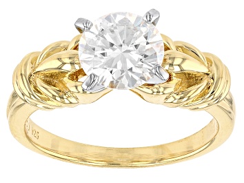 Picture of Moissanite 14k yellow gold over silver ring 1.90ct DEW.