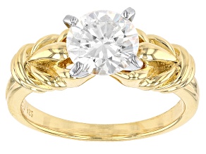 Moissanite 14k yellow gold over silver ring 1.90ct DEW.