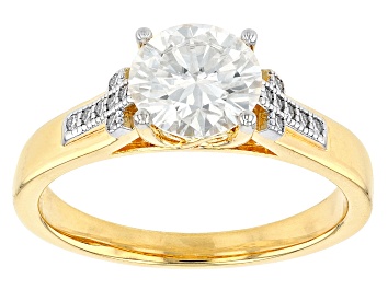Picture of Moissanite 14k Yellow Gold Over Silver And Platineve Engagement Ring 2.04ctw DEW.