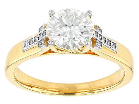 Moissanite 14k Yellow Gold Over Silver And Platineve Engagement Ring 2.04ctw DEW.