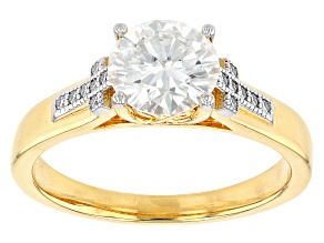 Moissanite 14k Yellow Gold Over Silver And Platineve Engagement Ring 2.04ctw DEW.