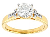 Moissanite 14k Yellow Gold Over Silver And Platineve Engagement Ring 2.04ctw DEW.