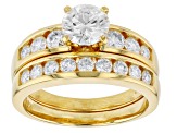 Moissanite 14k yellow gold over silver ring and band  2.38ctw DEW.