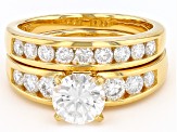 Moissanite 14k yellow gold over silver ring and band  2.38ctw DEW.