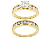 Moissanite 14k yellow gold over silver ring and band  2.38ctw DEW.