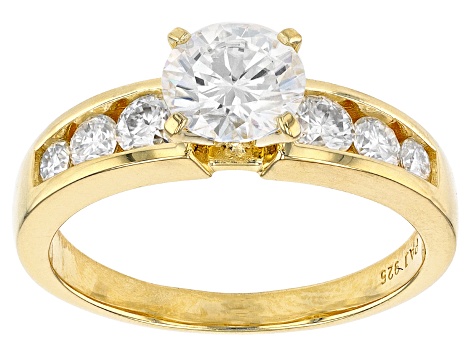 Moissanite 14k yellow gold over silver ring and band  2.38ctw DEW.