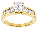 Moissanite 14k yellow gold over silver ring and band  2.38ctw DEW.