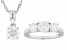 Moissanite Platineve Ring and Pendant Set 2.60ctw DEW.