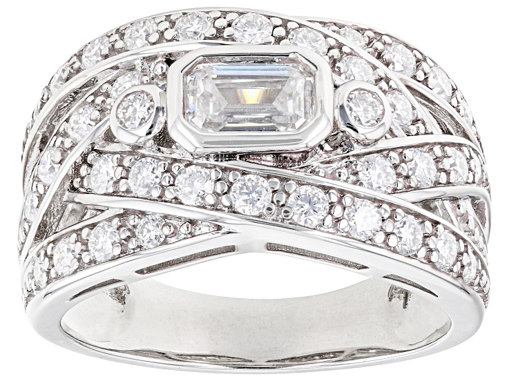 Moissanite Platineve Ring 1.58ctw DEW
