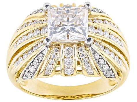 Moissanite 14k Yellow Gold Over Silver Ring 3.18ctw DEW