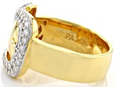 Moissanite 14k Yellow Gold Over Silver Buckle Ring .82ctw DEW