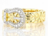 Moissanite 14k Yellow Gold Over Silver Buckle Ring .71ctw DEW