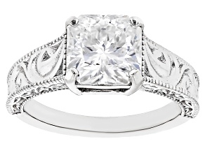 Moissanite Inferno cut Platineve Solitaire ring 2.82ct DEW.