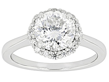 Picture of Moissanite Inferno Cut Platineve Halo Ring 2.41ctw DEW.