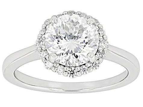 Moissanite Inferno Cut Platineve Halo Ring 2.41ctw DEW.