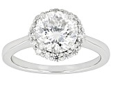 Moissanite Inferno Cut Platineve Halo Ring 2.41ctw DEW.