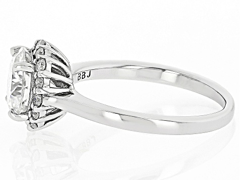 Moissanite Inferno Cut Platineve Halo Ring 2.41ctw DEW.