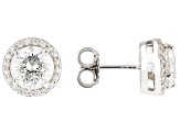 Moissanite Inferno Cut Platineve Halo Earring 2.98ctw DEW.