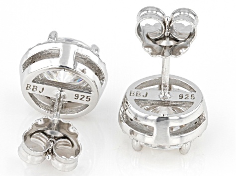 Moissanite Inferno Cut Platineve Halo Earring 2.98ctw DEW.