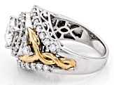 Moissanite platineve and 14k yellow gold over silver ring 3.25ctw DEW