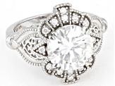 Moissanite platineve vintage style ring 3.88ctw DEW