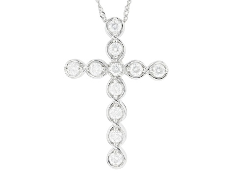 Moissanite Platineve Cross Pendant 1.10ctw D.E.W