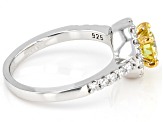 Yellow and colorless moissanite platineve halo ring 1.28ctw DEW