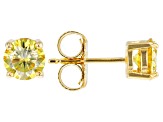 Yellow moissanite 14k yellow gold over sterling silver stud earrings 1.60ct DEW.