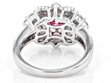 Pink and colorless moissanite platineve two tone ring 1.58ctw DEW.