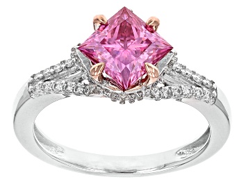 Picture of Pink and colorless moissanite platineve two tone ring 2.18ctw DEW.