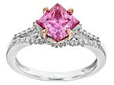 Pink and colorless moissanite platineve two tone ring 2.18ctw DEW.