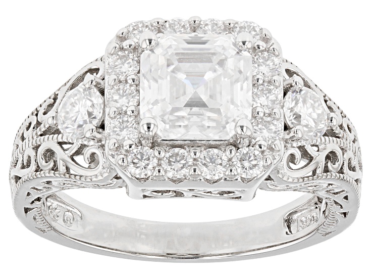 Moissanite platineve halo ring 2.59ctw DEW