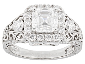 Moissanite platineve halo ring 2.59ctw DEW