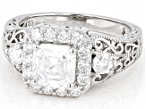 Moissanite platineve halo ring 2.59ctw DEW