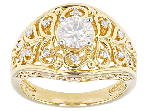 Moissanite 14k yellow gold over silver ring .94ctw DEW
