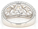 Moissanite platineve and 14k yellow gold over silver ring .94ctw DEW