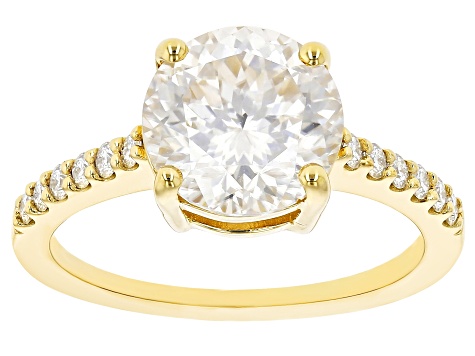 Moissanite Inferno Cut 14k Yellow Gold Over Silver  Ring 3.32ctw DEW.